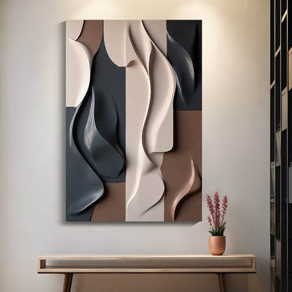 Beige and Brown dark green Wall Sculptures, 3D Wood Wall Art, Minimalist Wall Hanging Home Decor