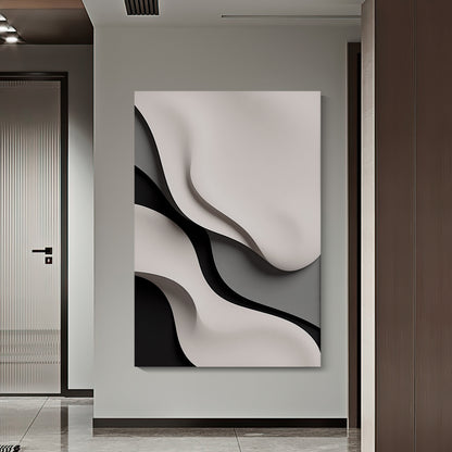 Beige and Black GreyWall Sculptures, 3D Wood Wall Art, Minimalist Wall Hanging Home Decor