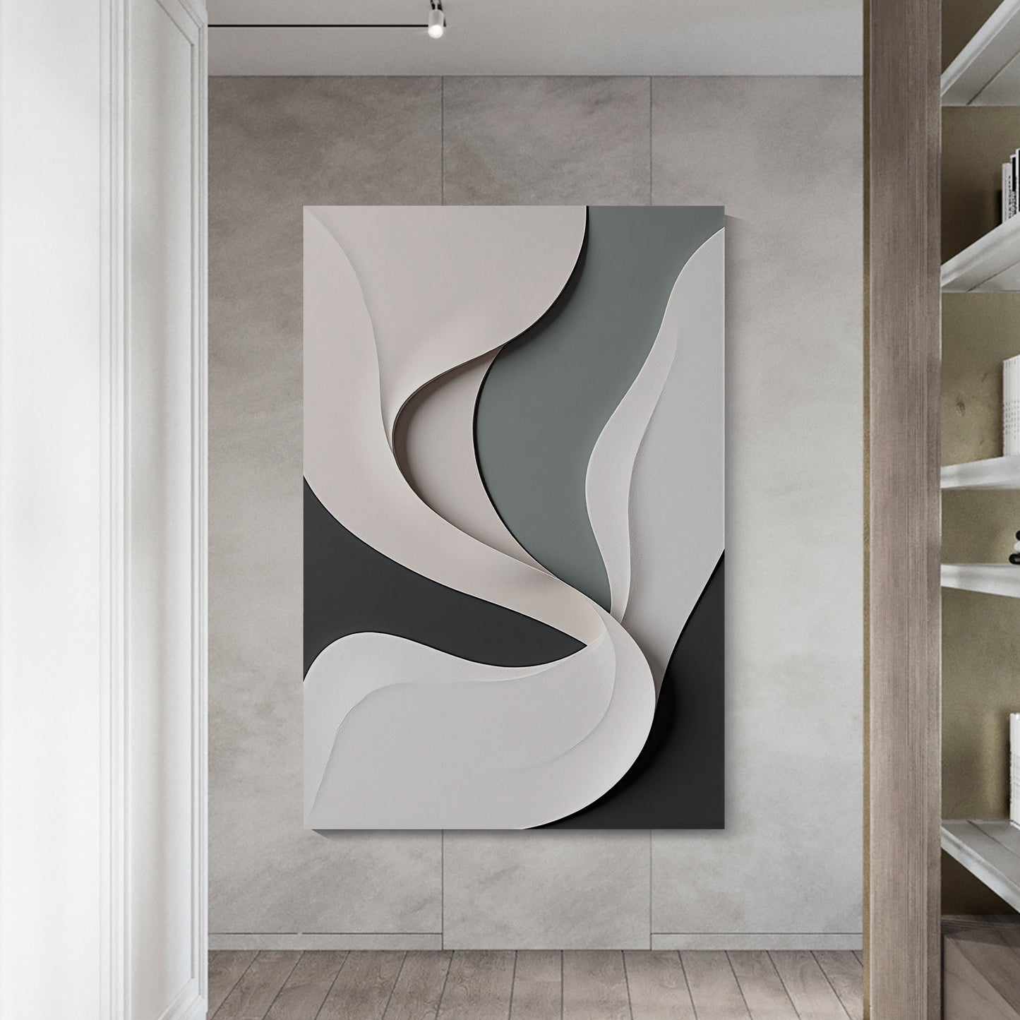 Beige, black, and dark greenWall Sculptures, 3D Wood Wall Art, Minimalist Wall Hanging Home Decor