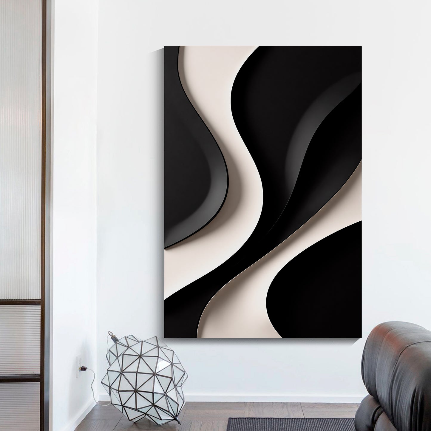 Beige and black Wall Sculptures, 3D Wood Wall Art, Minimalist Wall Hanging Home Decor