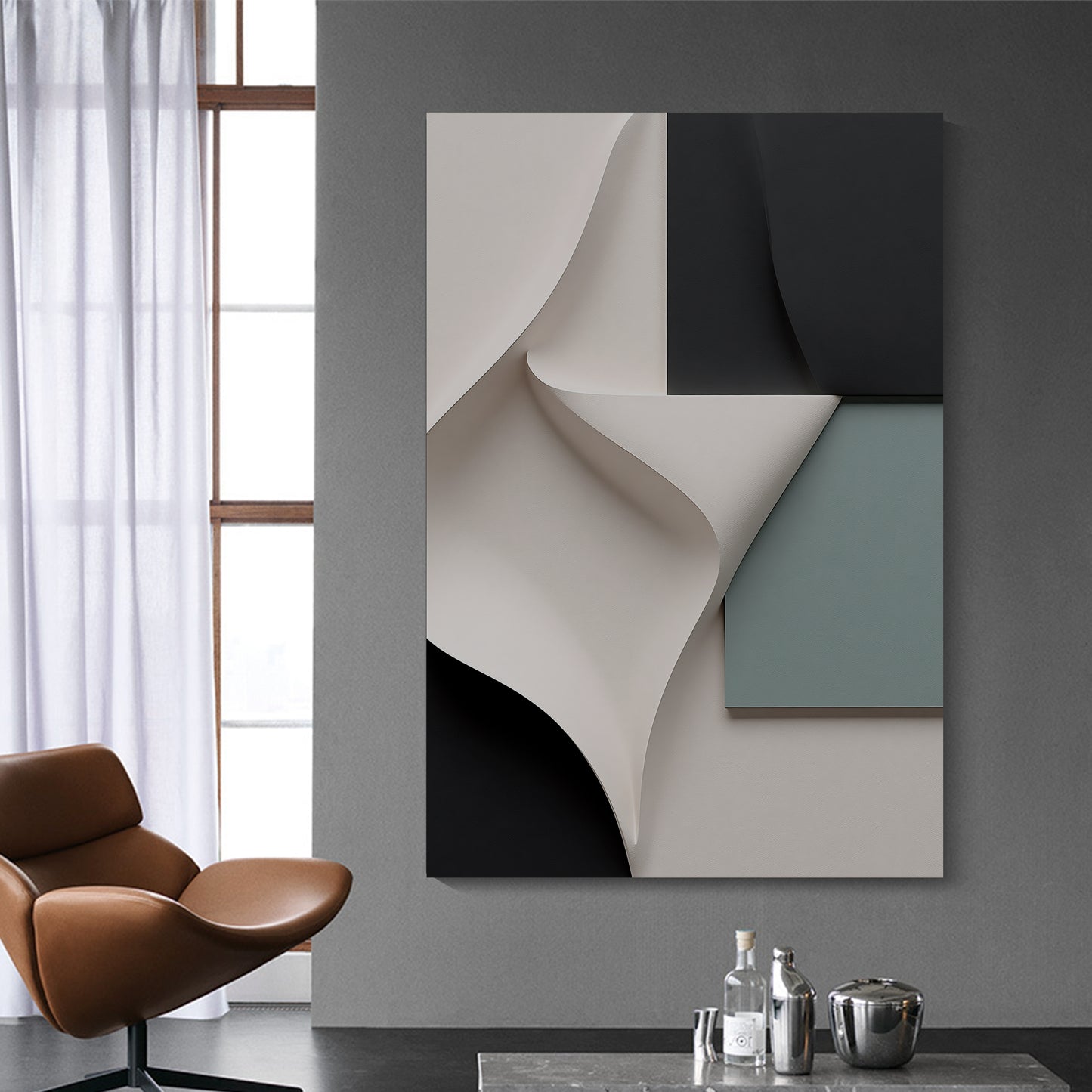 Beige, black, and dark greenWall Sculptures, 3D Wood Wall Art, Minimalist Wall Hanging Home Decor