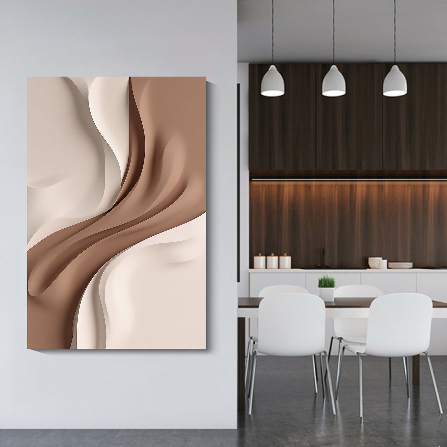 Beige and Brown Wall Sculptures, 3D Wood Wall Art, Minimalist Wall Hanging Home Decor