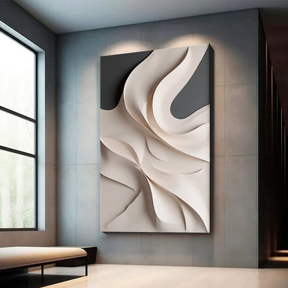 Beige and black Wall Sculptures, 3D Wood Wall Art, Minimalist Wall Hanging Home Decor