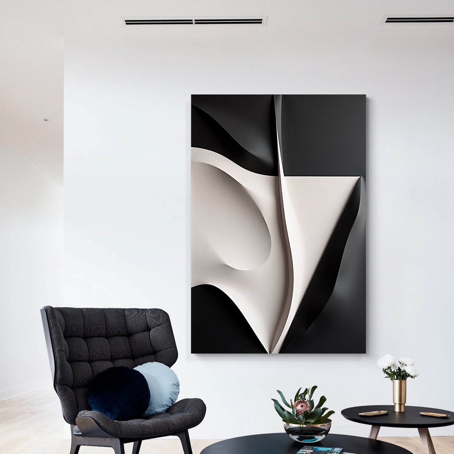 Beige and black Wall Sculptures, 3D Wood Wall Art, Minimalist Wall Hanging Home Decor