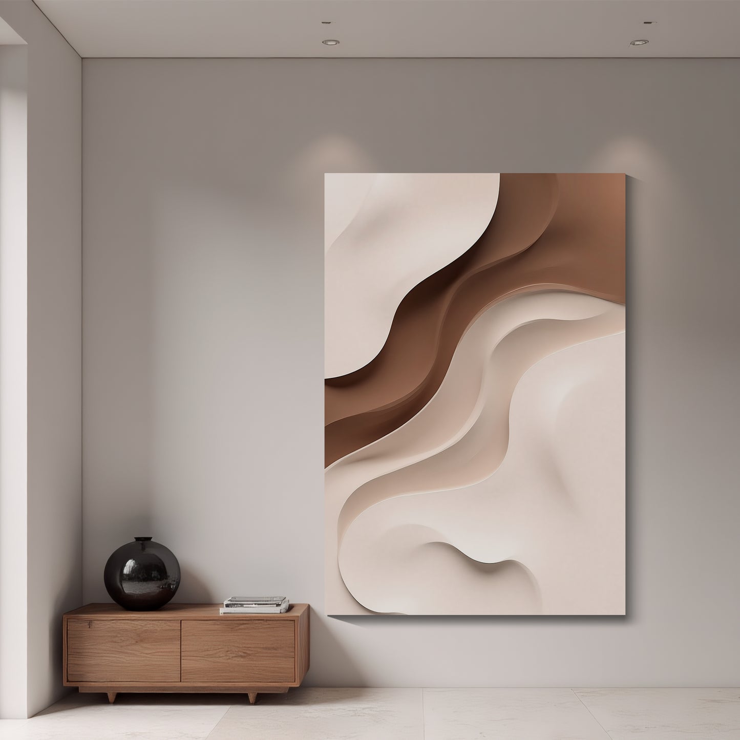 Beige and Brown Wall Sculptures, 3D Wood Wall Art, Minimalist Wall Hanging Home Decor