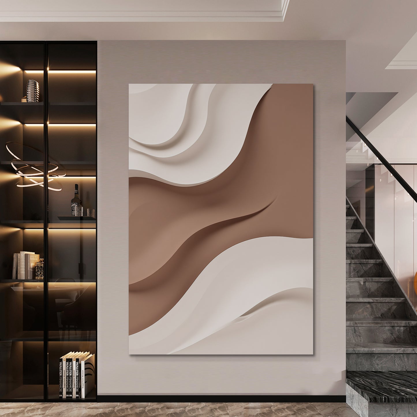 Beige and Brown Wall Sculptures, 3D Wood Wall Art, Minimalist Wall Hanging Home Decor