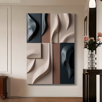 Beige and Brown dark green Wall Sculptures, 3D Wood Wall Art, Minimalist Wall Hanging Home Decor