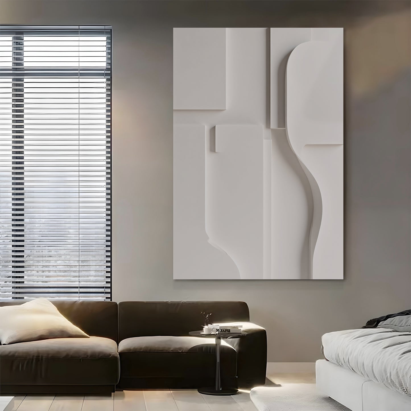 Beige Wall Sculptures, 3D Wood Wall Art, Minimalist Wall Hanging Home Decor