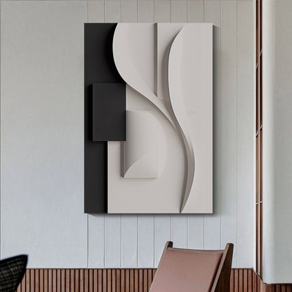 Beige and black Wall Sculptures, 3D Wood Wall Art, Minimalist Wall Hanging Home Decor