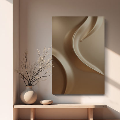 Light brown wall sculpture, 3D wooden wall art, simple wall-mounted home decoration.