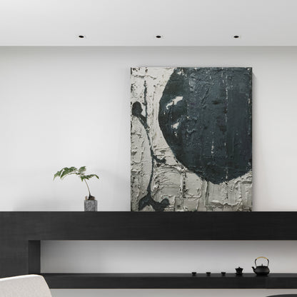 Black, white and gray simple wall art, hand-painted oil painting