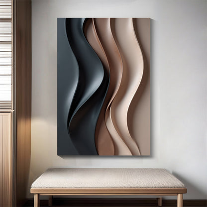 Beige and Brown dark green Wall Sculptures, 3D Wood Wall Art, Minimalist Wall Hanging Home Decor
