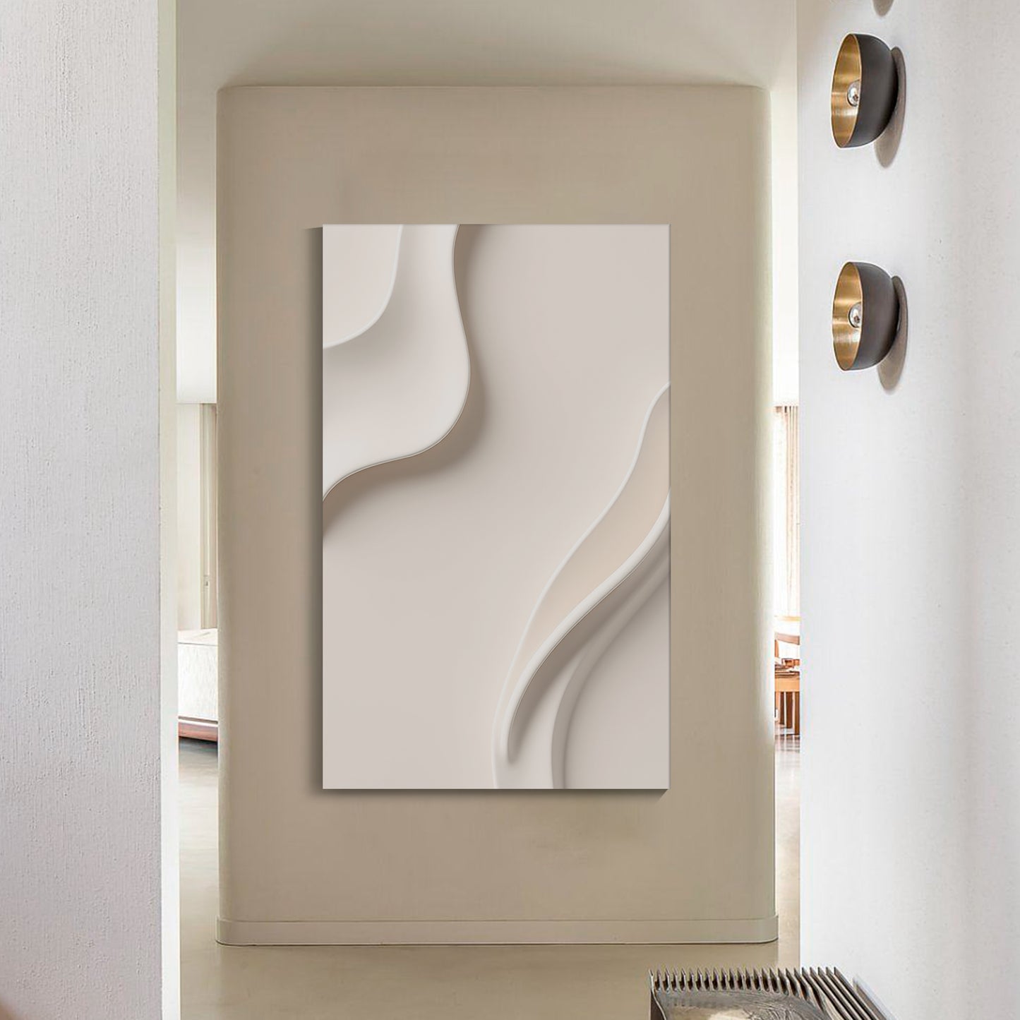Beige Wall Sculptures, 3D Wood Wall Art, Minimalist Wall Hanging Home Decor