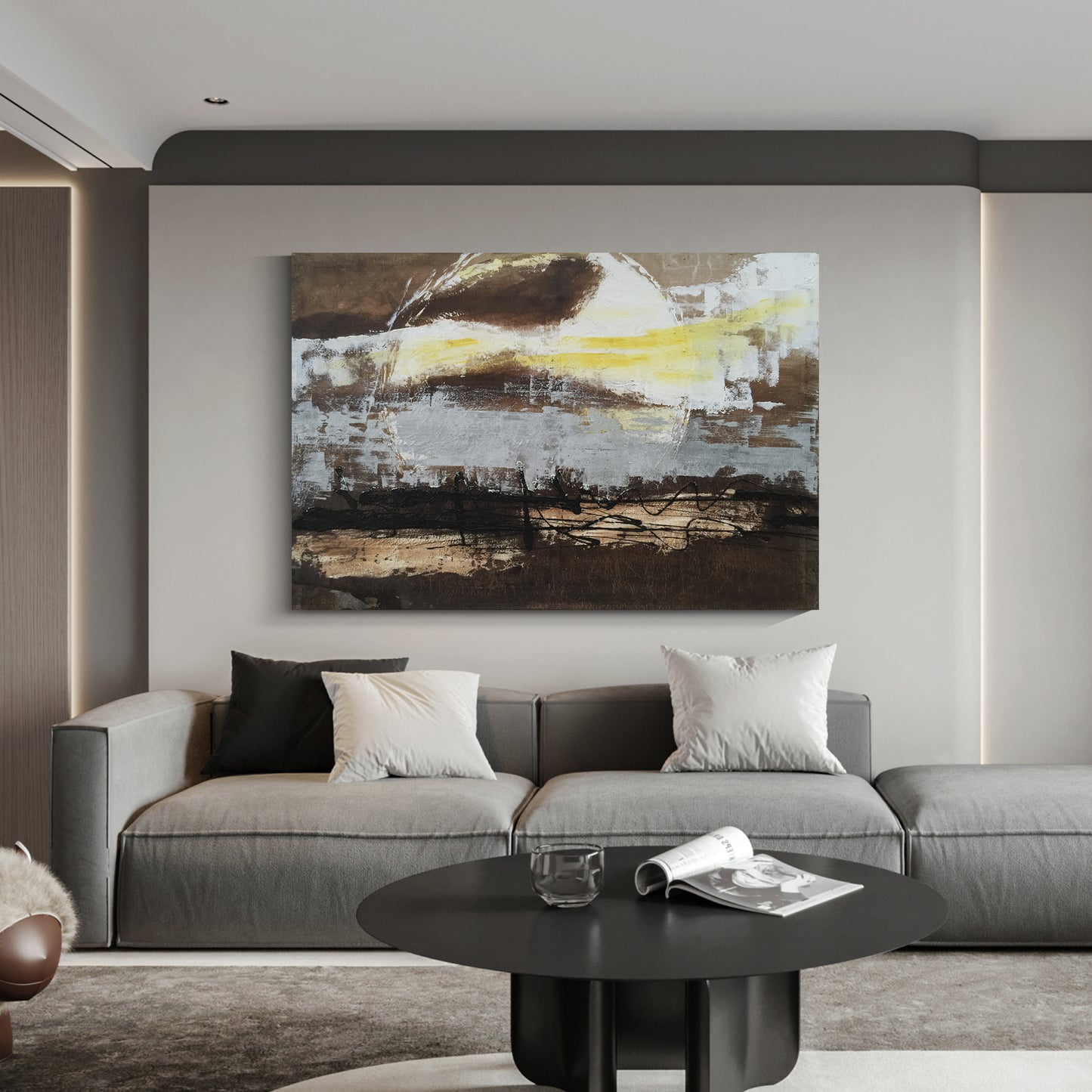 Banner modern abstract wall art, hand-painted oil painting