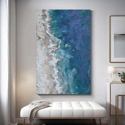 "Sea of Healing" modern abstract wall art, hand-painted oil painting.