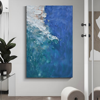 "Sea of Healing" modern abstract wall art, hand-painted oil painting.