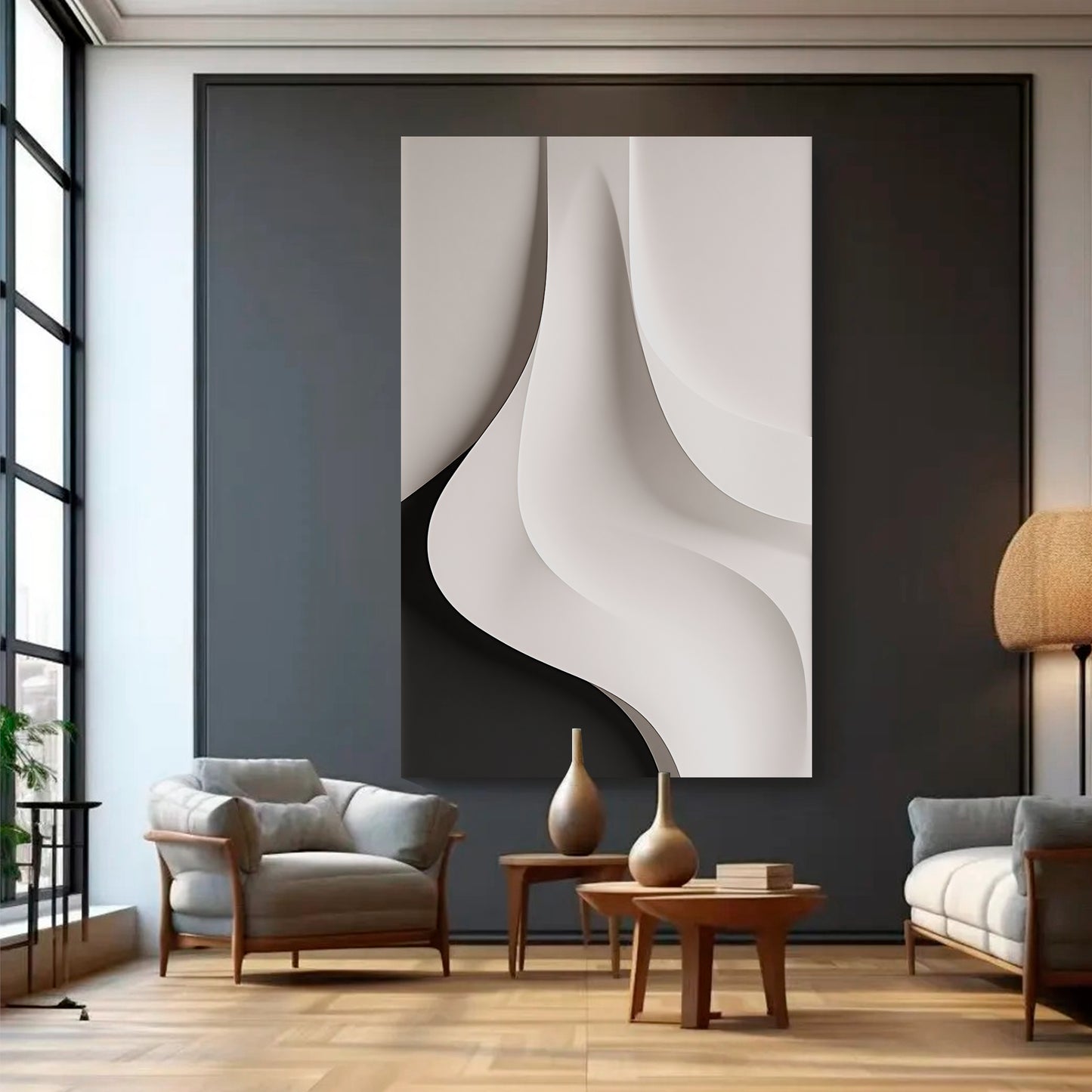 Beige and black Wall Sculptures, 3D Wood Wall Art, Minimalist Wall Hanging Home Decor
