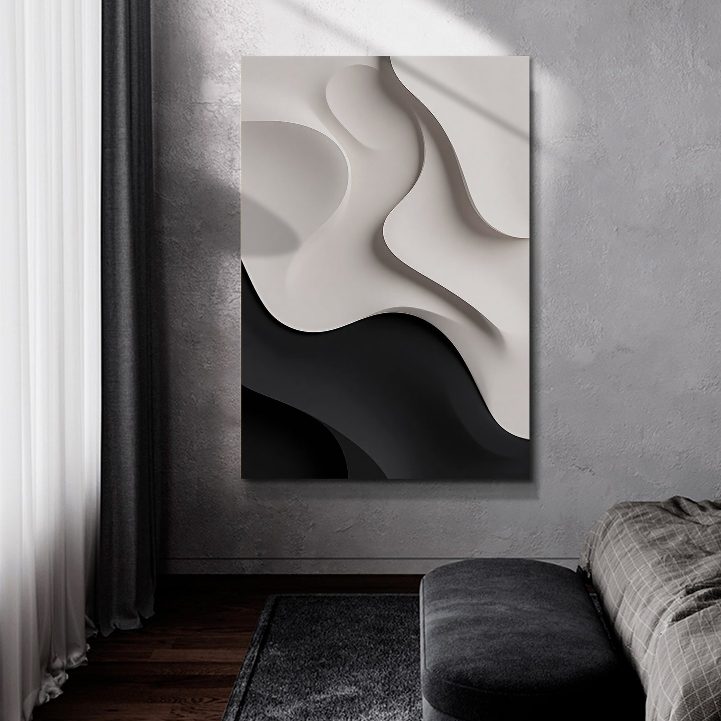 Beige and black Wall Sculptures, 3D Wood Wall Art, Minimalist Wall Hanging Home Decor
