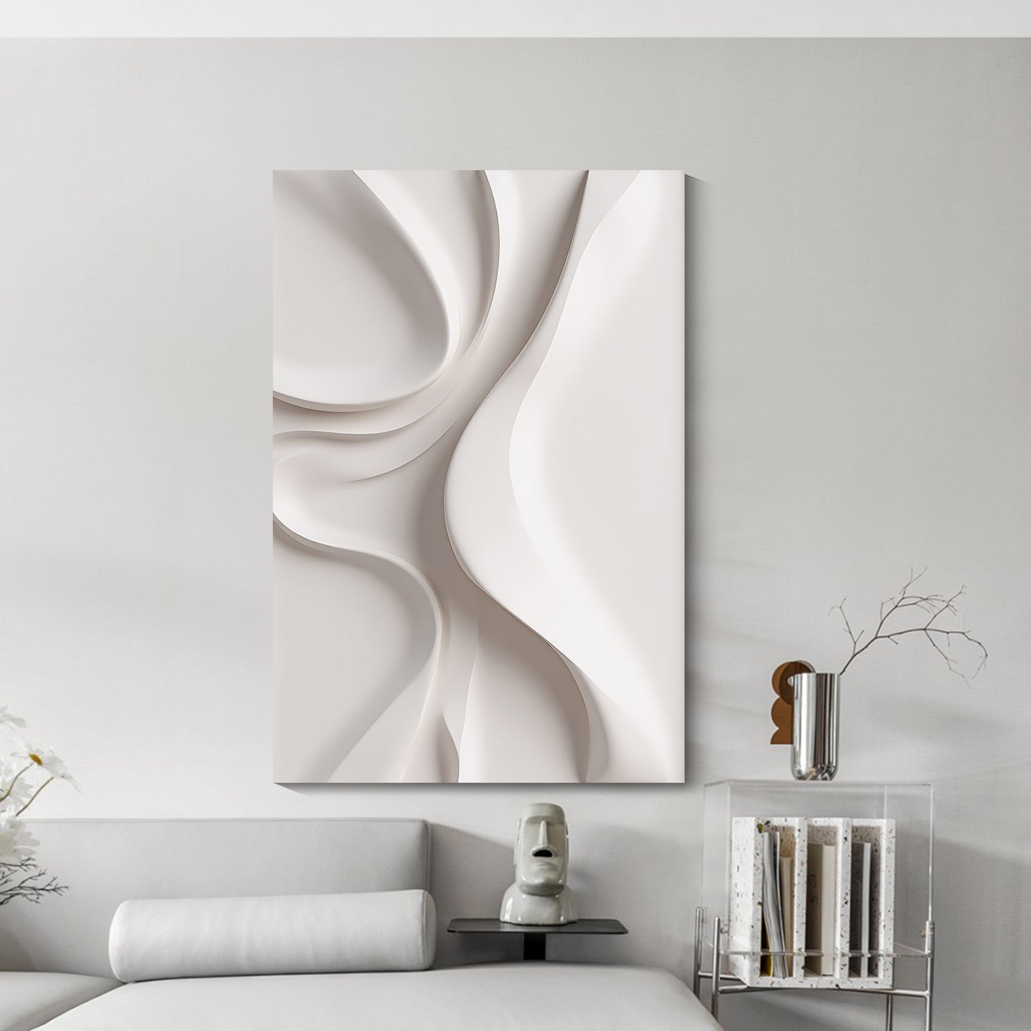 Beige Wall Sculptures, 3D Wood Wall Art, Minimalist Wall Hanging Home Decor