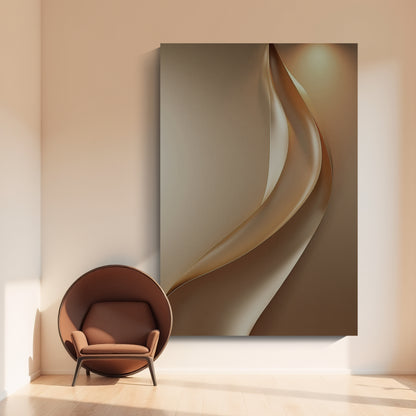 Light brown wall sculpture, 3D wooden wall art, simple wall-mounted home decoration.