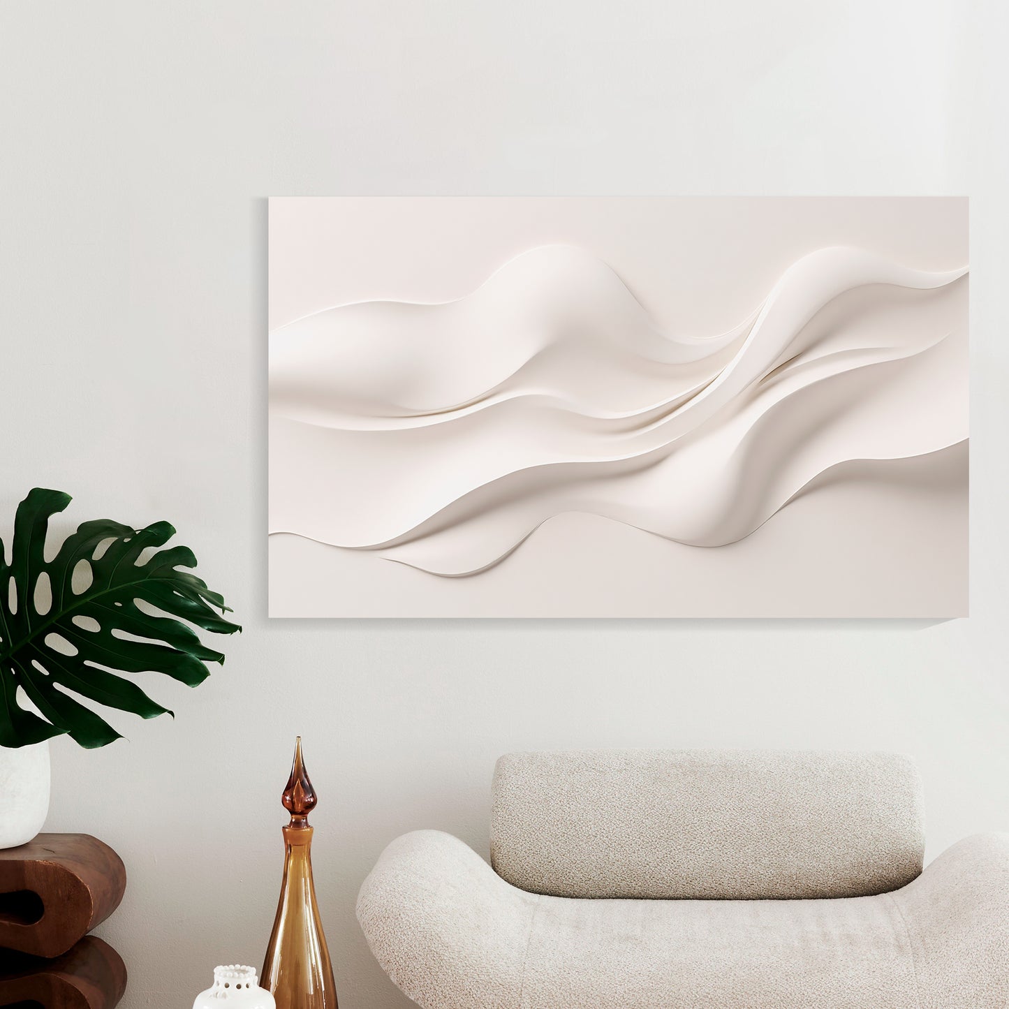 Beige Wall Sculptures, 3D Wood Wall Art, Minimalist Wall Hanging Home Decor