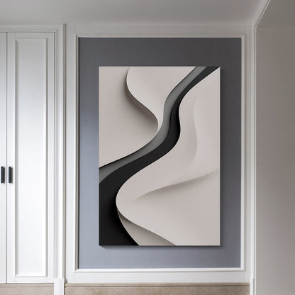 Beige and Black GreyWall Sculptures, 3D Wood Wall Art, Minimalist Wall Hanging Home Decor