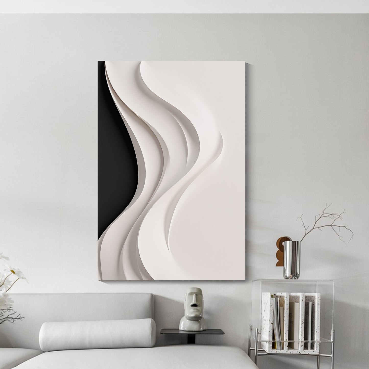 Beige and black Wall Sculptures, 3D Wood Wall Art, Minimalist Wall Hanging Home Decor