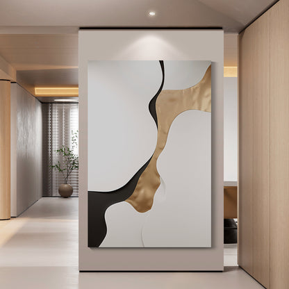 Beige and gold black Wall Sculptures, 3D Wood Wall Art, Minimalist Wall Hanging Home Decor