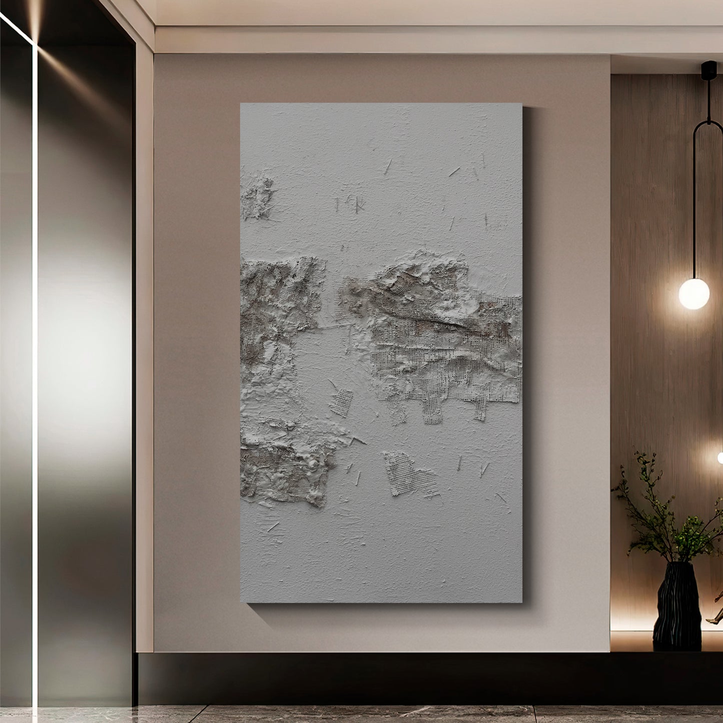 Grey+white wall art 2, hand-painted oil painting