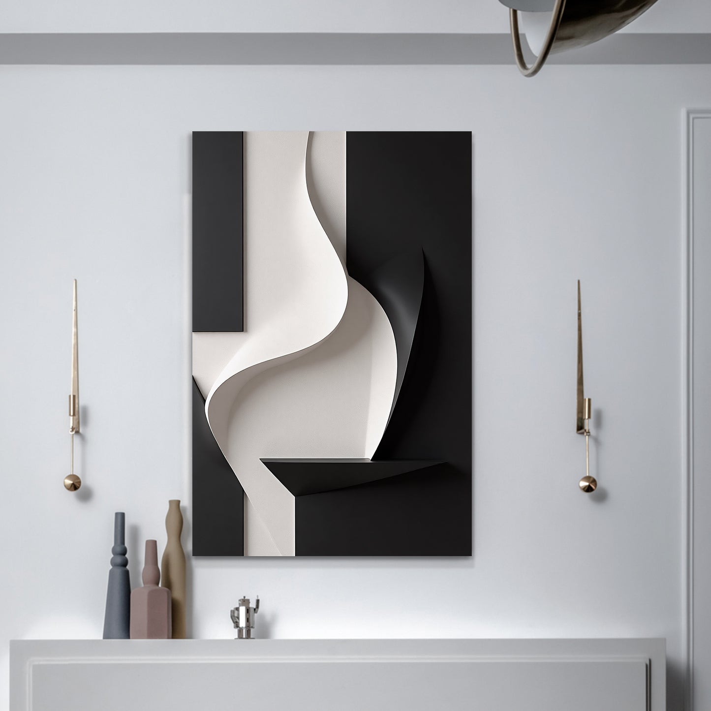 Beige and black Wall Sculptures, 3D Wood Wall Art, Minimalist Wall Hanging Home Decor
