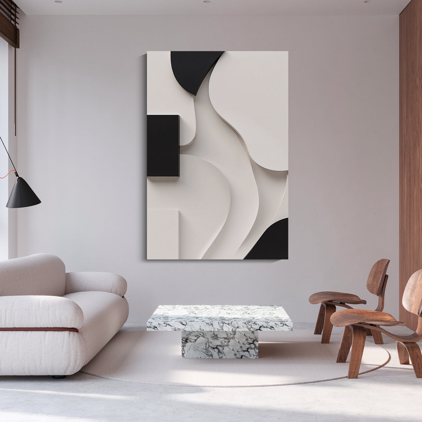 Beige and black Wall Sculptures, 3D Wood Wall Art, Minimalist Wall Hanging Home Decor