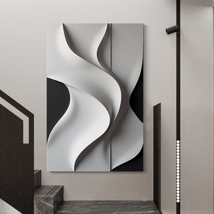 Beige and black Wall Sculptures, 3D Wood Wall Art, Minimalist Wall Hanging Home Decor