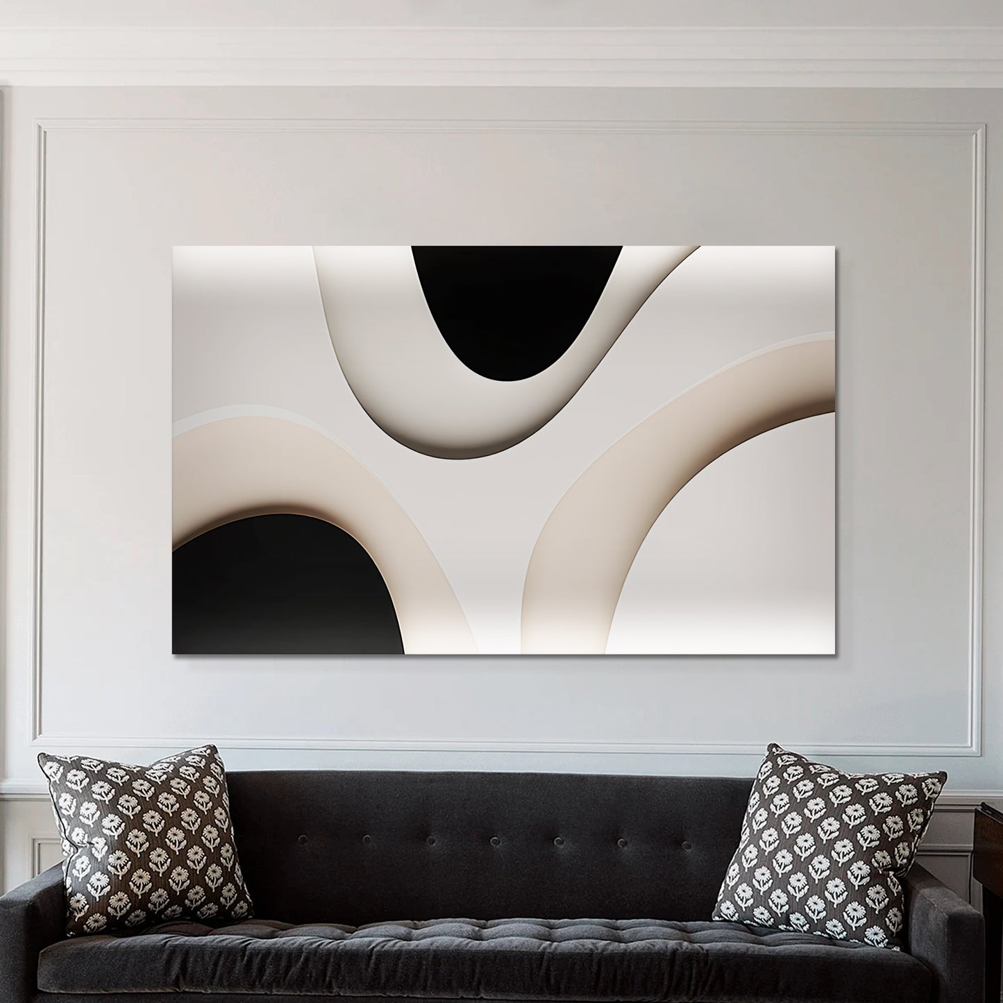 Beige and black Wall Sculptures, 3D Wood Wall Art, Minimalist Wall Hanging Home Décor