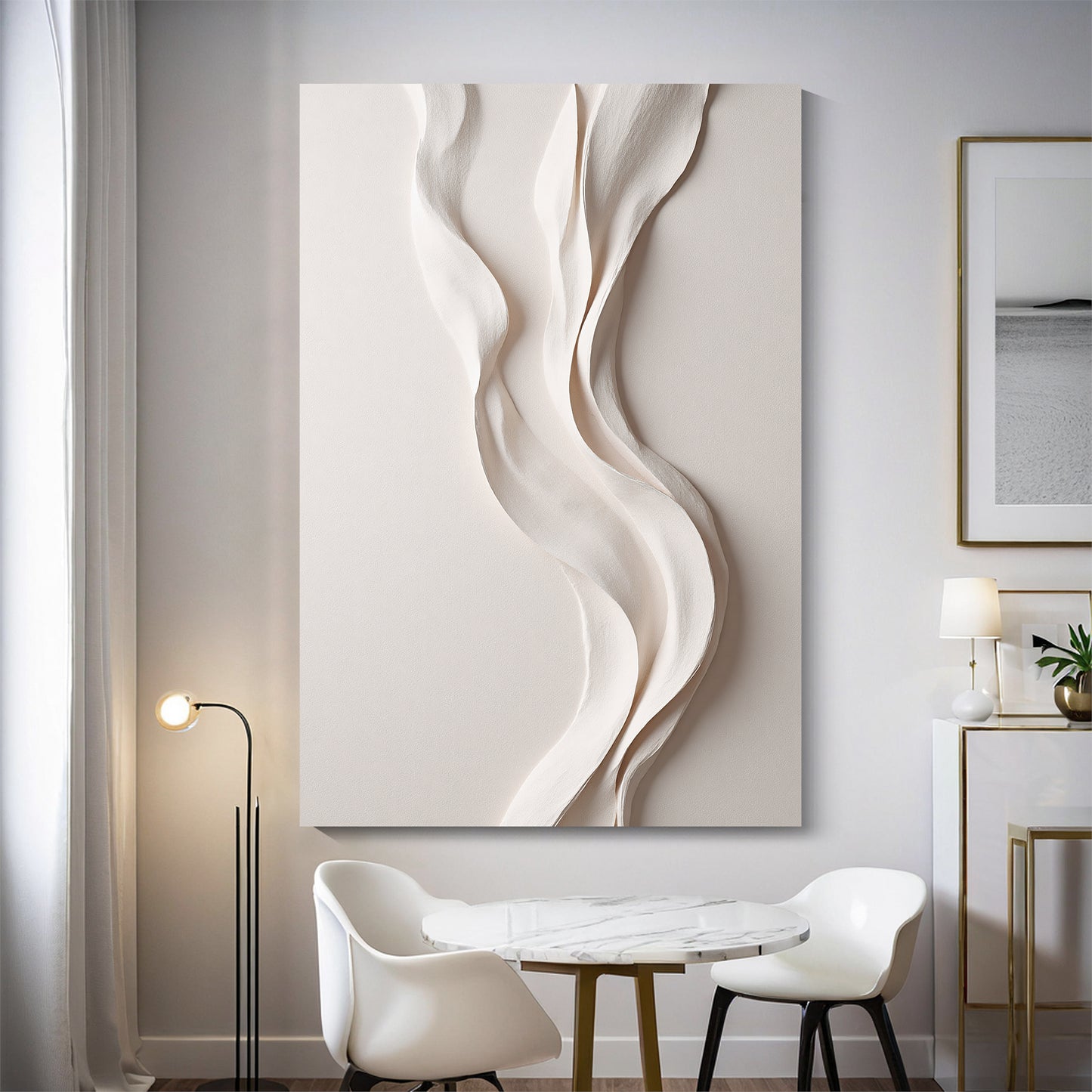 Beige Wall Sculptures, 3D Wood Wall Art, Minimalist Wall Hanging Home Decor
