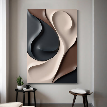 Beige and Brown dark green Wall Sculptures, 3D Wood Wall Art, Minimalist Wall Hanging Home Decor