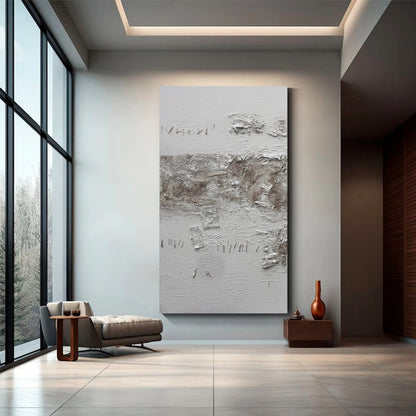 Gray+white wall art, hand-painted oil painting