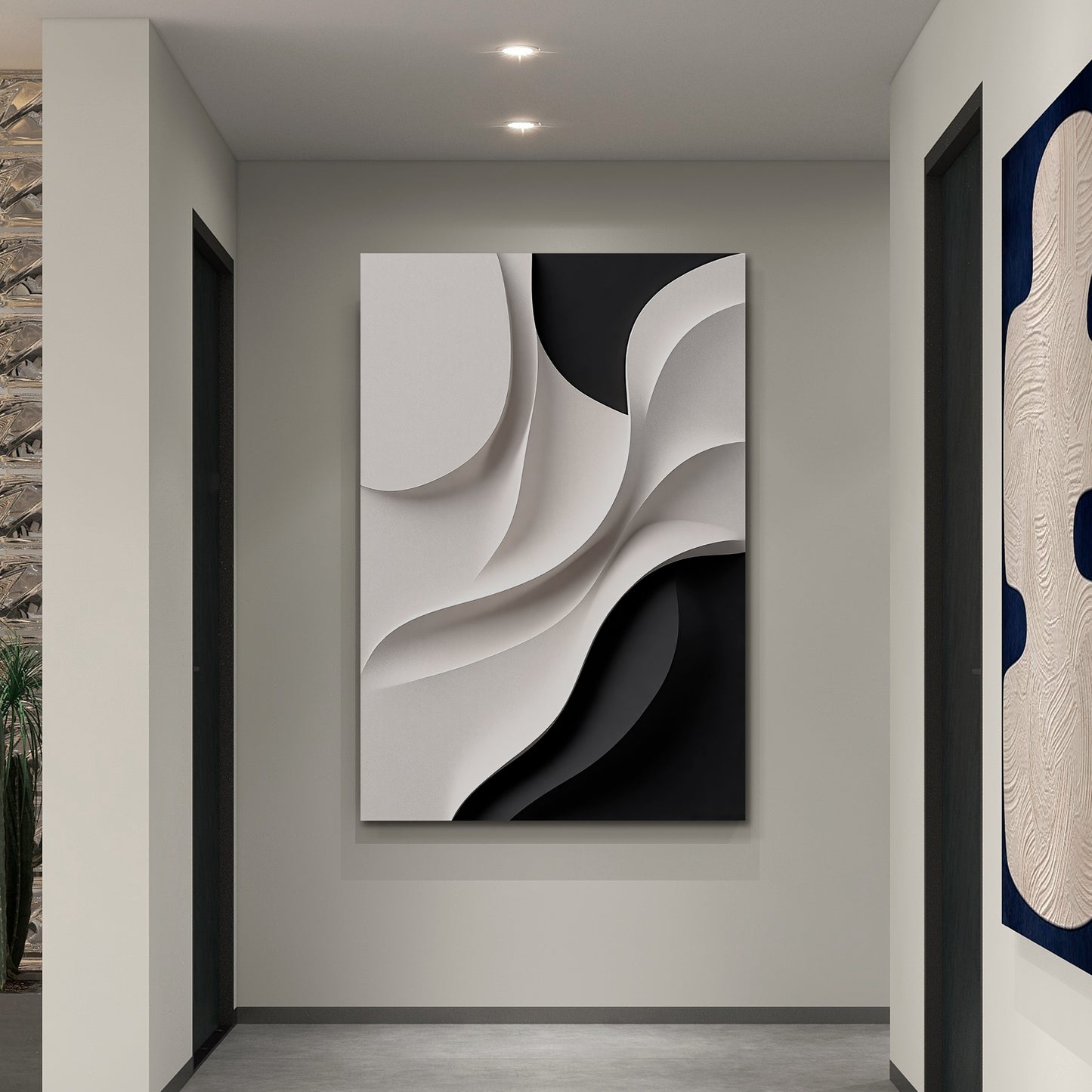 Beige and black Wall Sculptures, 3D Wood Wall Art, Minimalist Wall Hanging Home Decor