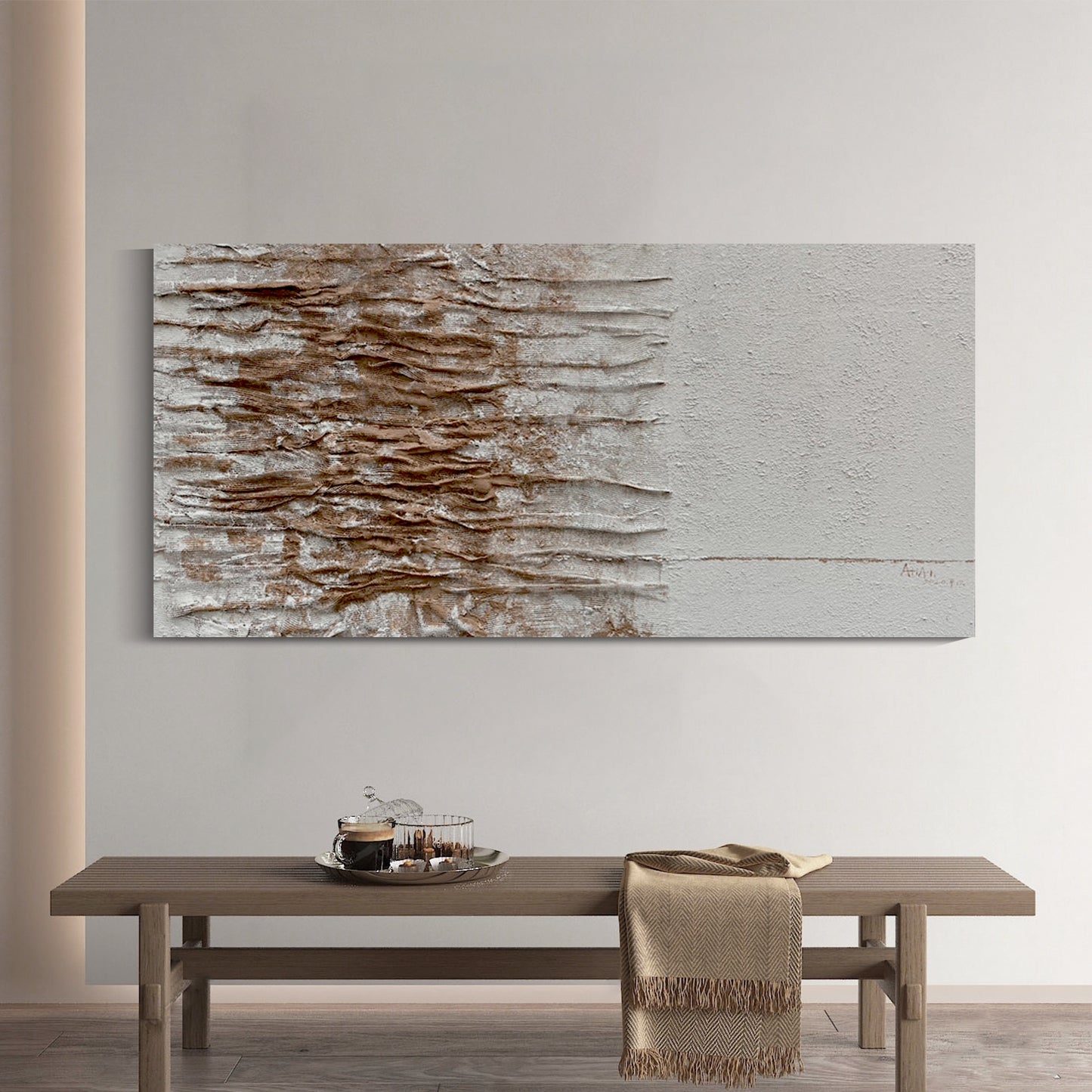 Banner modern abstract wall art, hand-painted oil painting