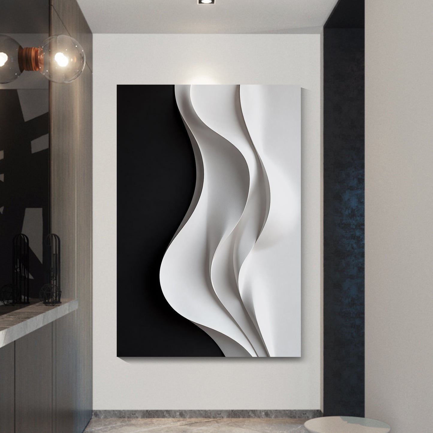 Beige and black Wall Sculptures, 3D Wood Wall Art, Minimalist Wall Hanging Home Decor