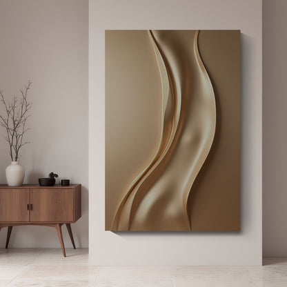 Light brown wall sculpture, 3D wooden wall art, simple wall-mounted home decoration.