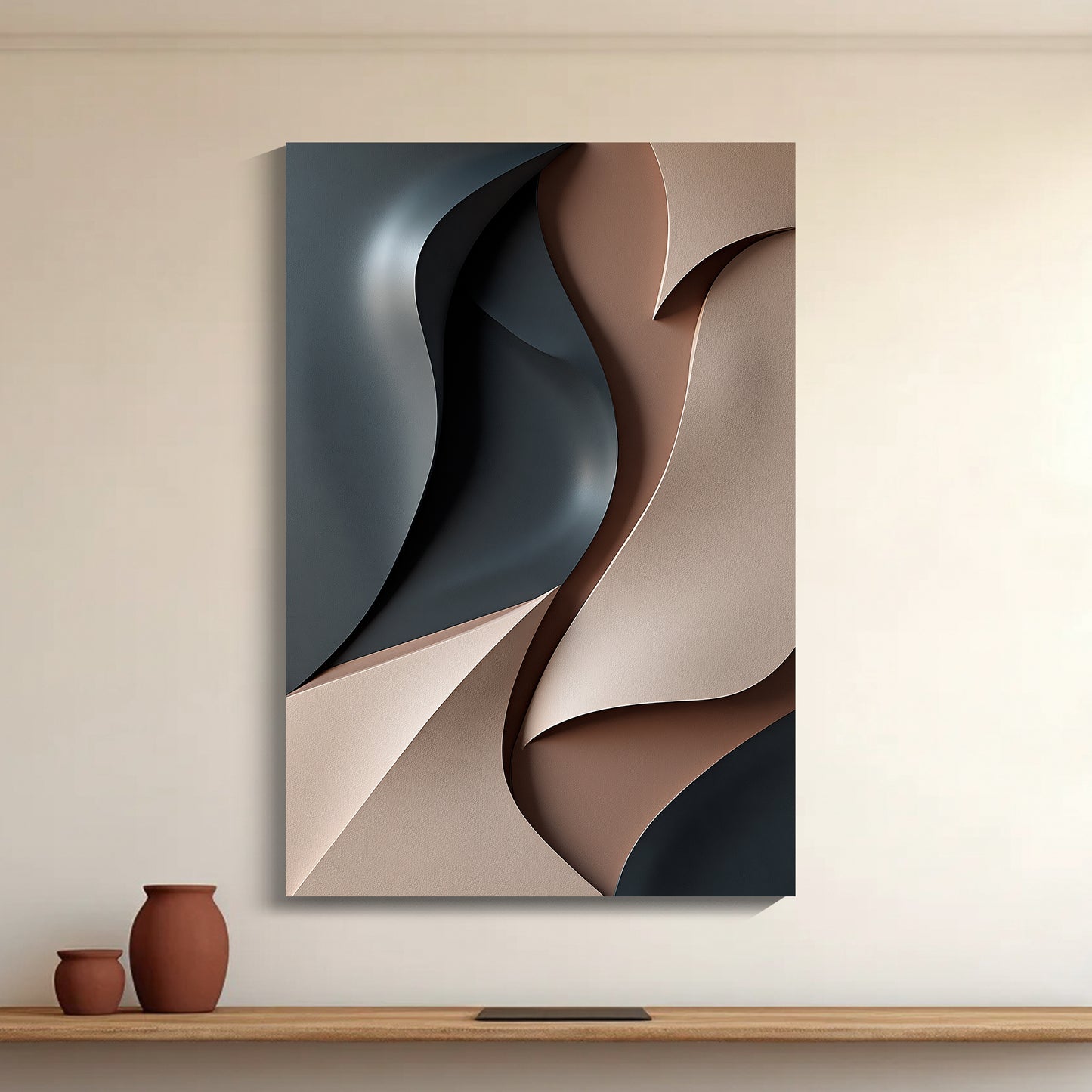 Beige and Brown dark green Wall Sculptures, 3D Wood Wall Art, Minimalist Wall Hanging Home Decor