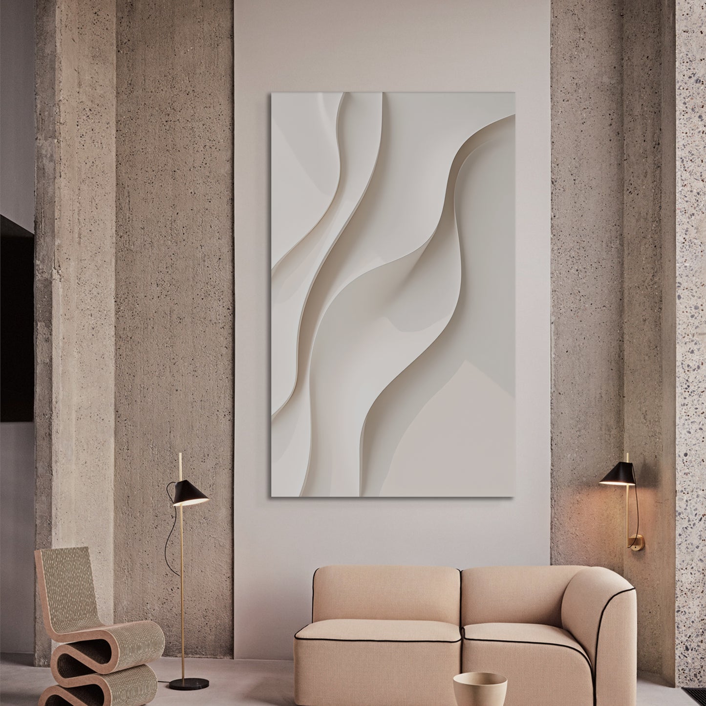 Beige Wall Sculptures, 3D Wood Wall Art, Minimalist Wall Hanging Home Decor
