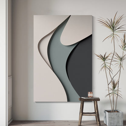 Beige, black, and dark greenWall Sculptures, 3D Wood Wall Art, Minimalist Wall Hanging Home Decor