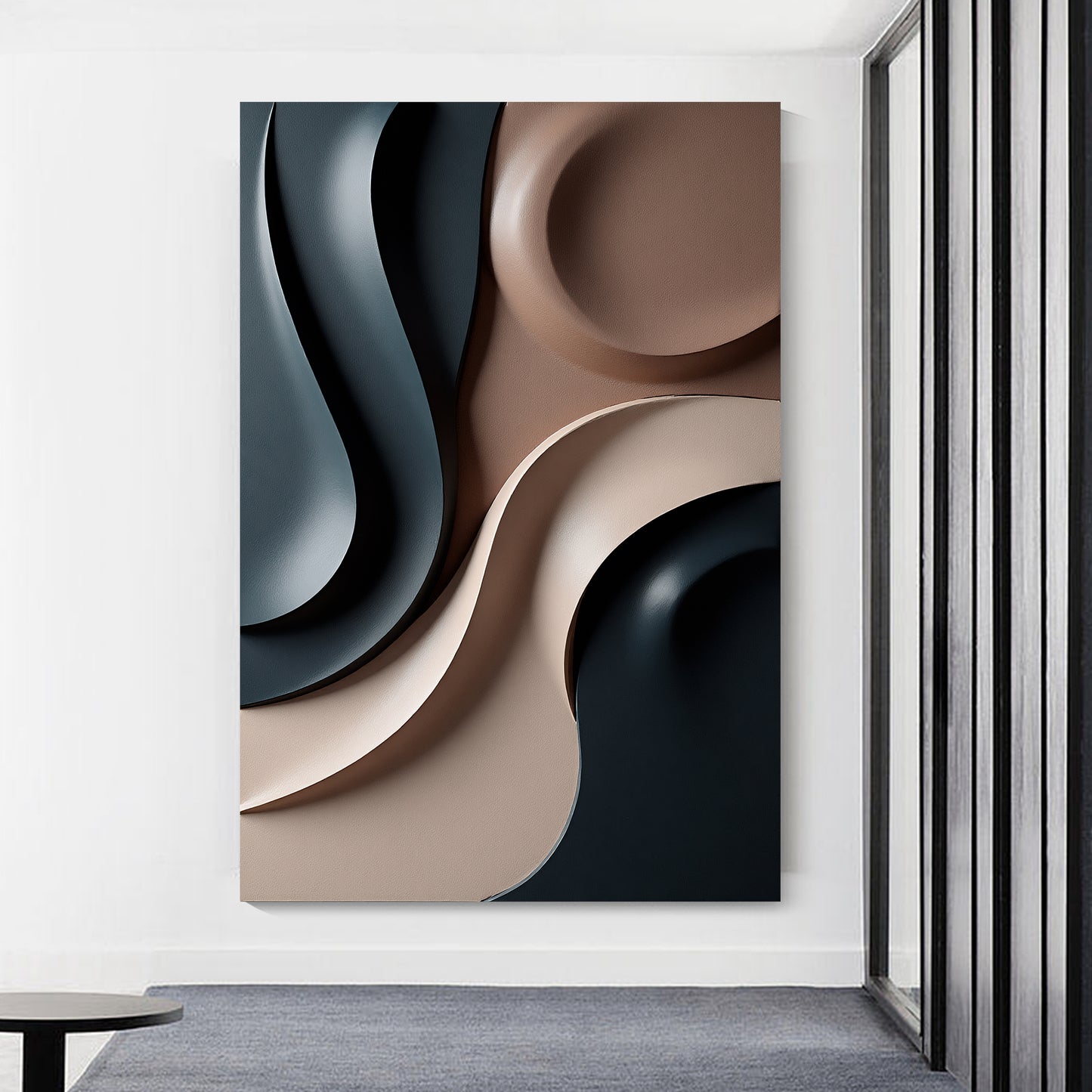 Beige and Brown dark green Wall Sculptures, 3D Wood Wall Art, Minimalist Wall Hanging Home Decor