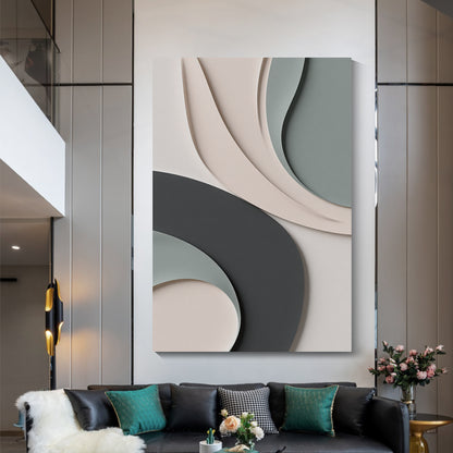 Beige, black, and dark greenWall Sculptures, 3D Wood Wall Art, Minimalist Wall Hanging Home Decor