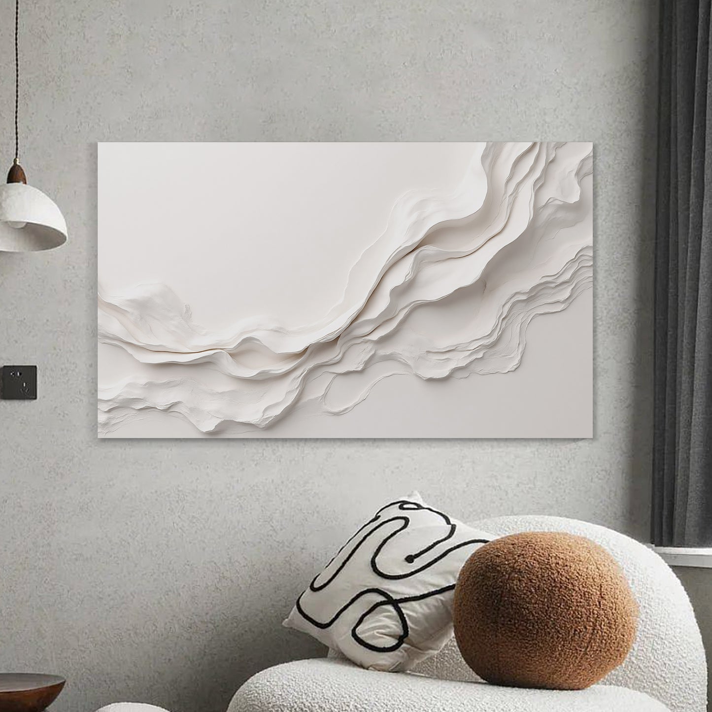 Beige Wall Sculptures, 3D Wood Wall Art, Minimalist Wall Hanging Home Decor