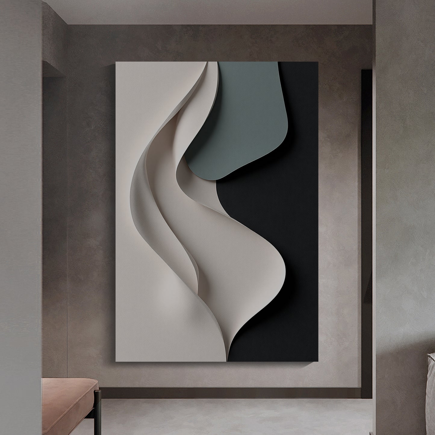 Beige, black, and dark greenWall Sculptures, 3D Wood Wall Art, Minimalist Wall Hanging Home Decor