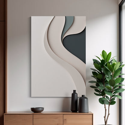 Beige, black, and dark greenWall Sculptures, 3D Wood Wall Art, Minimalist Wall Hanging Home Decor