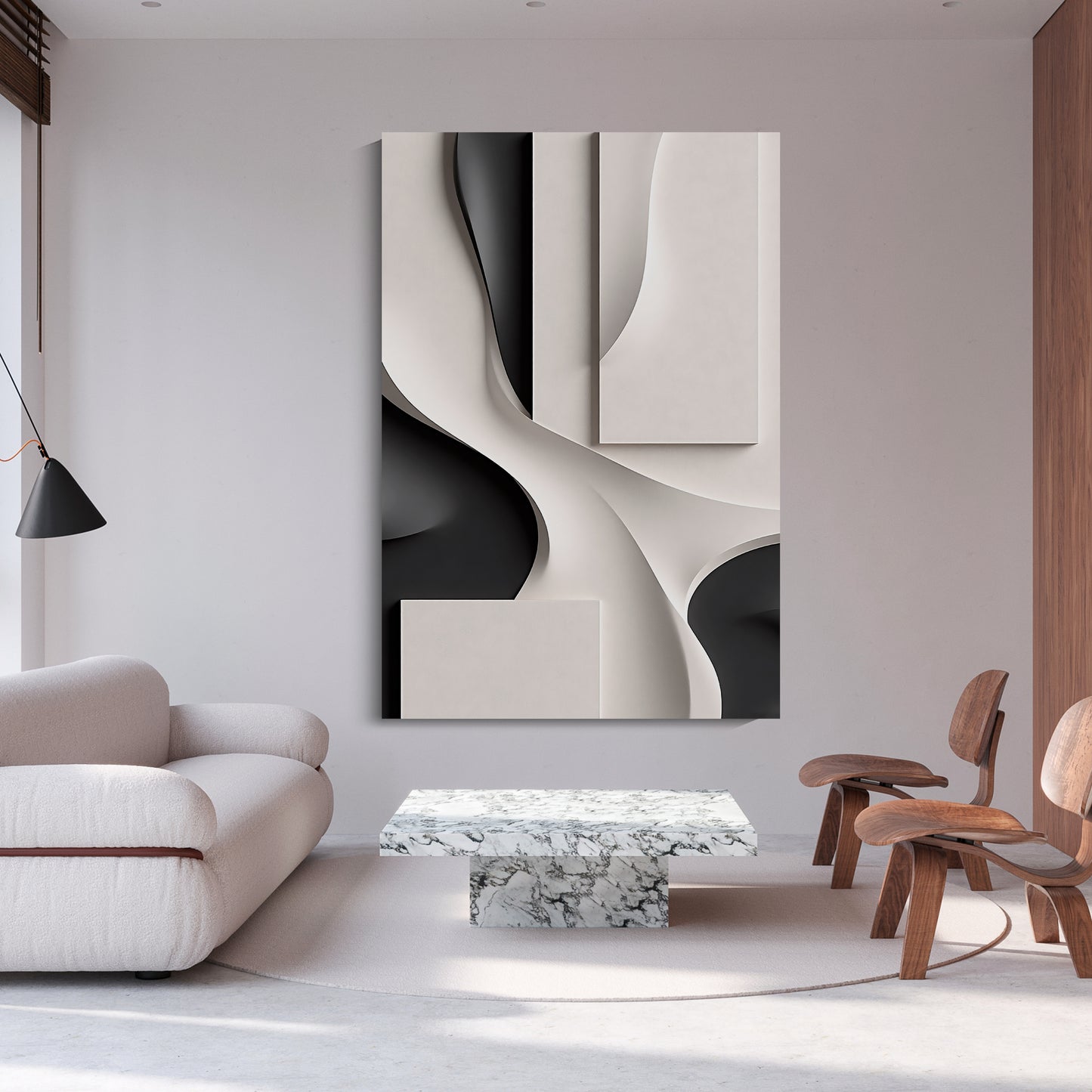 Beige and black Wall Sculptures, 3D Wood Wall Art, Minimalist Wall Hanging Home Decor
