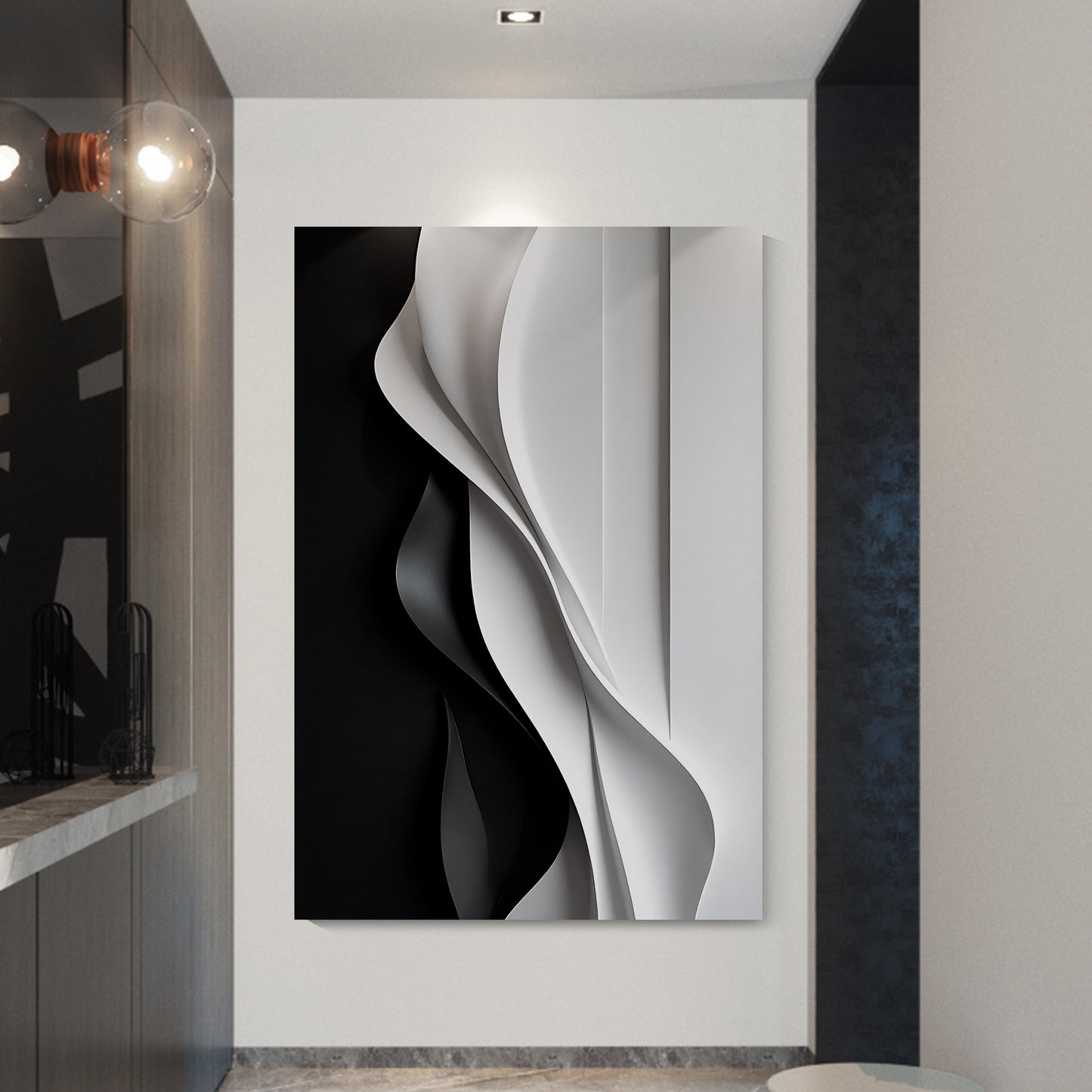 Beige and black Wall Sculptures, 3D Wood Wall Art, Minimalist Wall Hanging Home Decor